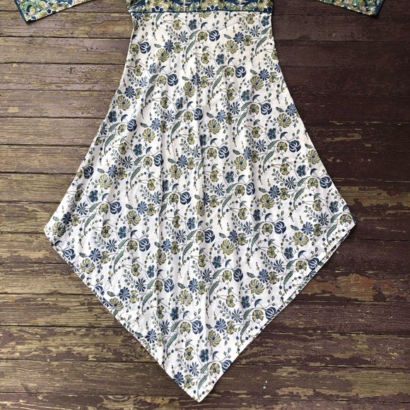 Kilol Floral Midi Dress Wooden Button Back Handkerchief Hem S - Picture 3 of 12
